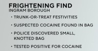 Ingram Borough Police say small cocaine bag was found in child's trick