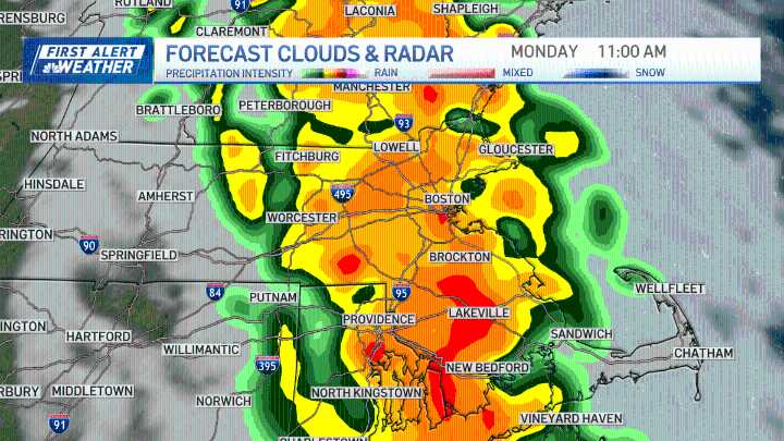 Boston MA downpours, wind today: Timing today’s storms