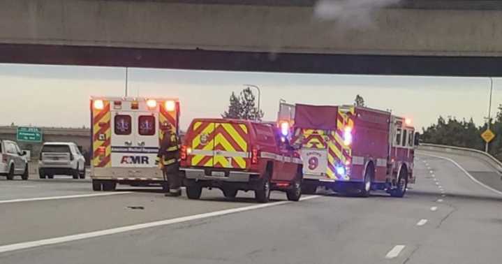 Crash blocking right lane on I-90 near Hamilton in Spokane