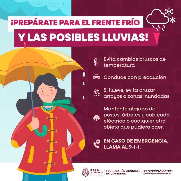 Probailidad de lluvias en la región para la tarde de lunes