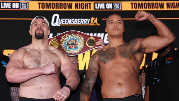 Joseph Parker flaunts bulky physique as he weighs in 20lbs heavier than Fabio Wardley