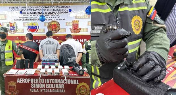 Llevaban drogas ocultas en cornetas y baterías portátiles
