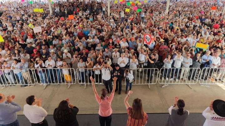 Acarreo masivo y movilización oficial marcan cierre de la gira nacional de Sheinbaum en Morelos