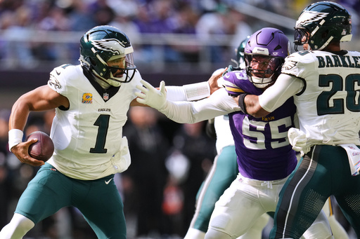 Jalen Hurts impulsa victoria 28-22 de Eagles ante Vikings con 326 yardas y 3 touchdowns