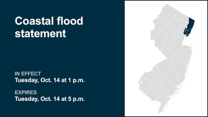Coastal flood statement active for 3 N.J. counties Tuesday