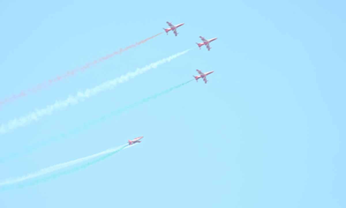 IAF's Surya Kiran aerobatic team lights up Gujarat's Mehsana skies