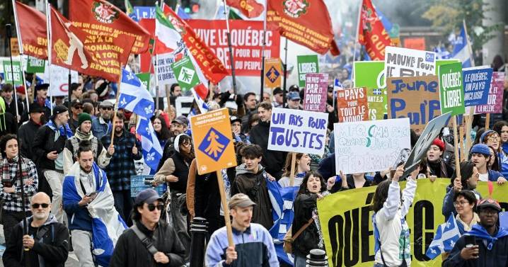 Hundreds of Montrealers join march calling for Quebec independence