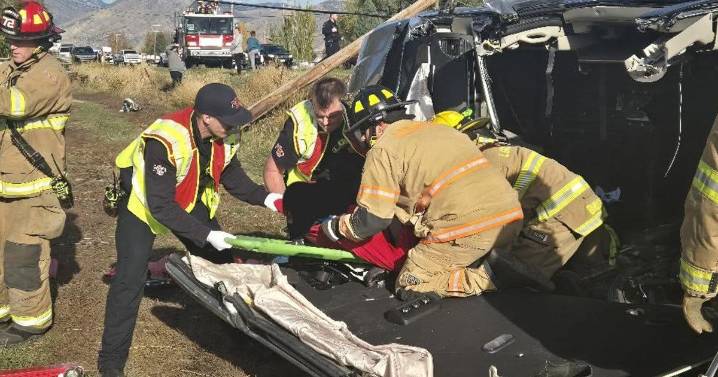 Vehicle rollover damages utility poles in south Logan