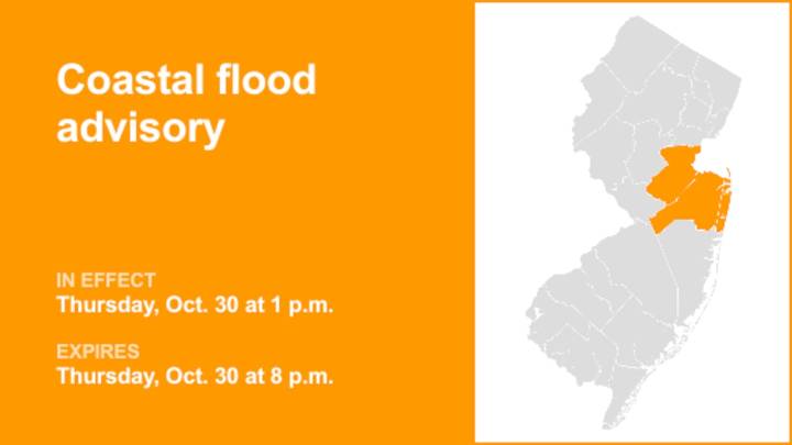 Coastal flood advisory issued for Middlesex and Monmouth counties for Thursday