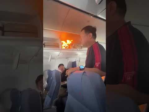 Air China flight forced to make an emergency landing after a lithium battery erupts #shorts