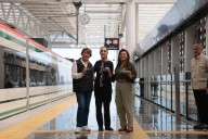 Sheinbaum, Brugada y Delfina Gómez prueban la última sección del Tren México