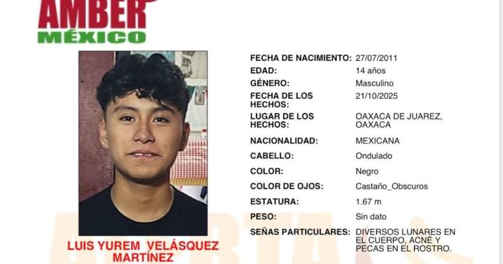 Activan Alerta por Luis Yurem Velásquez Martínez de 14 años