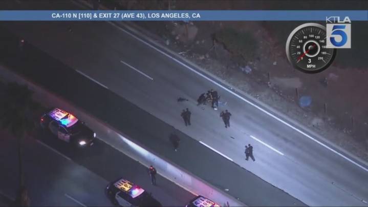 L.A. pursuit suspect fatally struck by vehicles on 110 Freeway