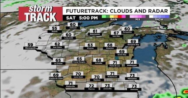 Nice warmer Saturday with a rainy night and cool Sunday