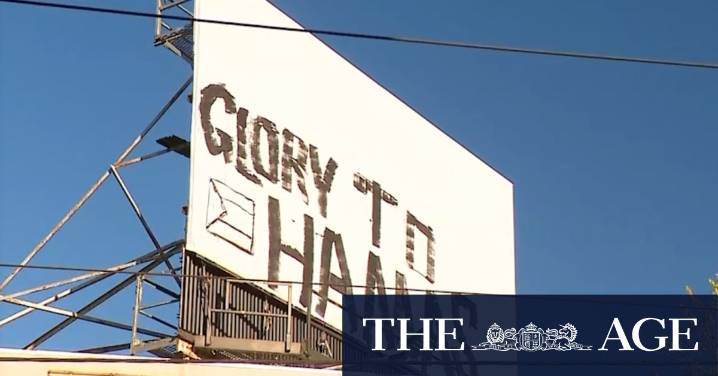 Vandals target billboard and Officeworks with pro