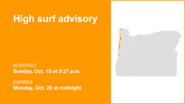 Oregon placed under a high surf advisory until early Monday