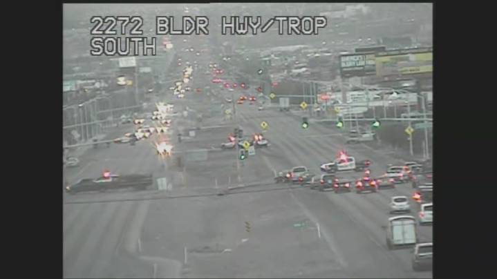 Pedestrian hospitalized after crash in southeast Las Vegas valley