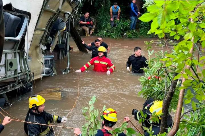 Confirman nueve fallecidos tras la caída de un colectivo a un arroyo en Misiones