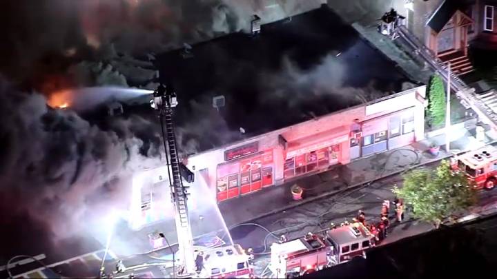 Floor partially collapses in Worcester strip mall fire