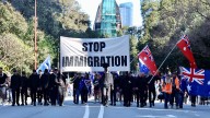 Neo-nazis in massive crowd of anti-immigration activists dwarfing counter rally in Perth amid national action