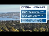 Temperatures remain mild across San Diego County, with toasty afternoon for inland valleys