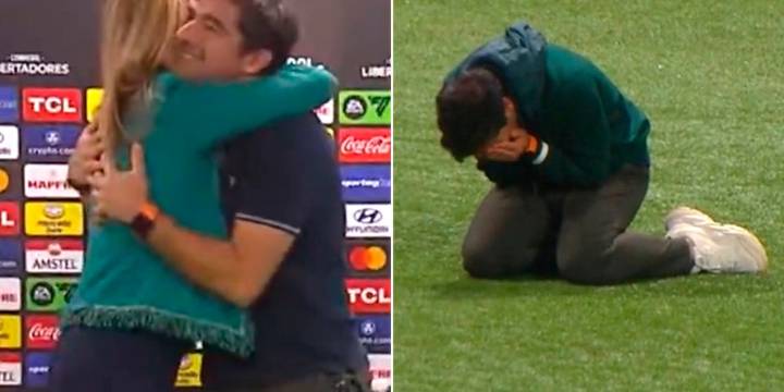 El conmovedor llanto del DT del Palmeiras en el campo de juego tras la remontada ante Liga de Quito en la Copa Libertadores