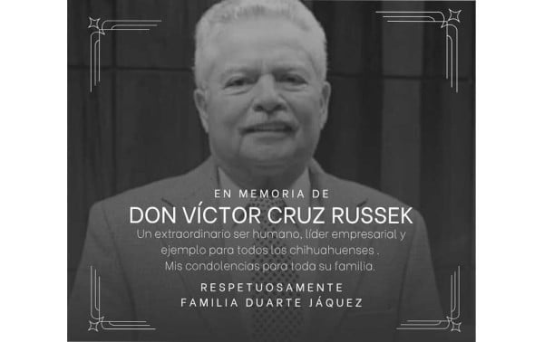 Lamenta César Duarte muerte de Víctor Cruz Russek