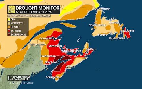 Alerts issued as extreme drought expands across Atlantic Canada
