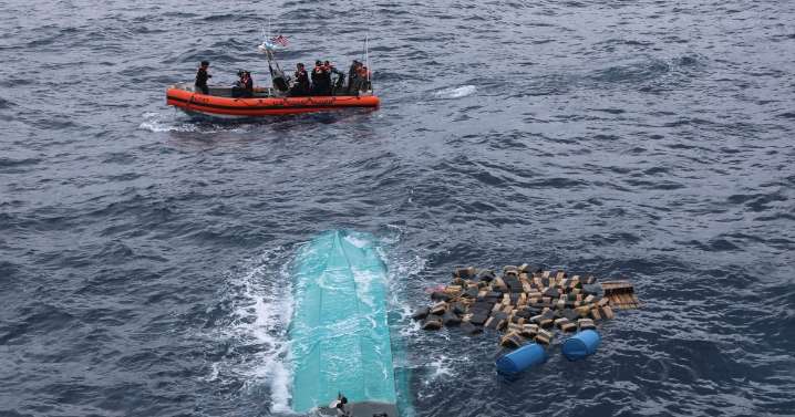 Coast Guard reels in bales of cocaine from Pacific Ocean after suspected drug boat capsizes