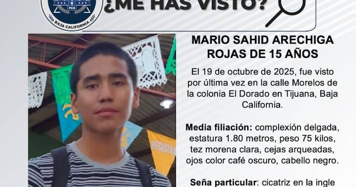 Se busca a Mario Sahid Arechiga Rojas de 15 años de edad
