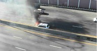 2 injured after car fire on I-90 WB, semi truck flips on I