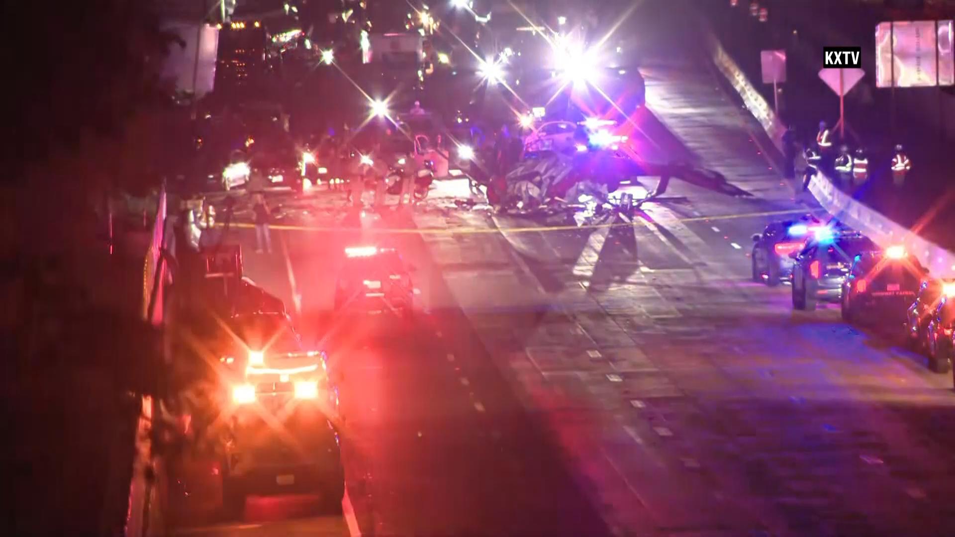 Medical helicopter crashes on Sacramento highway