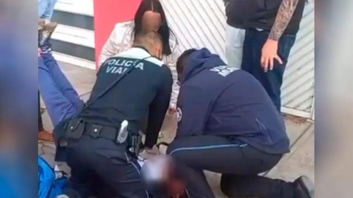 Fallece hombre en la vía pública de Chiautempan; policía intentó reanimarlo antes de la llegada de paramédicos