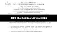 TIFR Mumbai Recruitment 2025: Walk-In Selection For Trade Apprentices On October 15; Check Eligibility Criteria Here