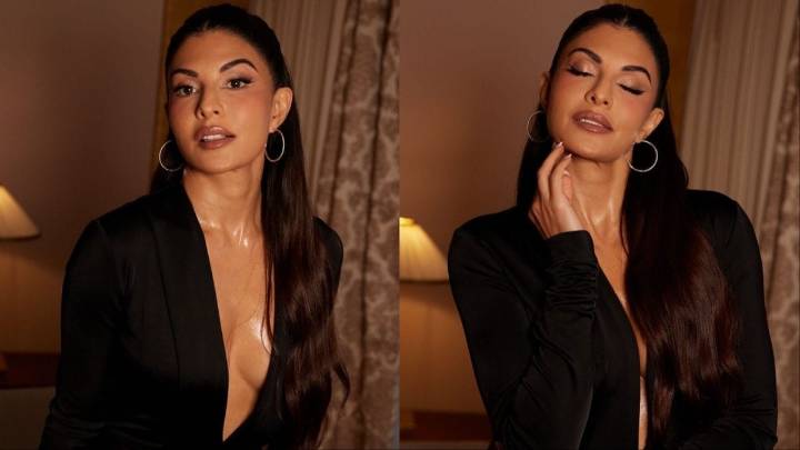 Jacqueline Fernandez’s Plunging Black Dress Steals The Spotlight In Paris