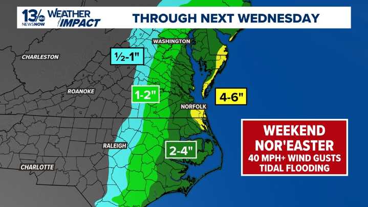 Live updates: Nor'easter heads toward Coastal Virginia, North Carolina
