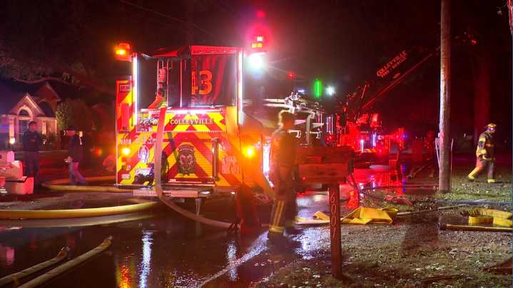 Firefighters battle blaze at a Colleyville home, no injuries reported, officials say