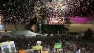 Crowds in ‘Hostages Square’ thank Trump