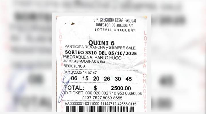 CHACO: Quini 6: Un Ganador De Resistencia Se Llevó Un Premio De $22 Millones