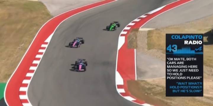 El momento en el que Colapinto desoyó una orden de Alpine y superó a Gasly en el final del GP de Estados Unidos: “¡Rebelate, nene!”