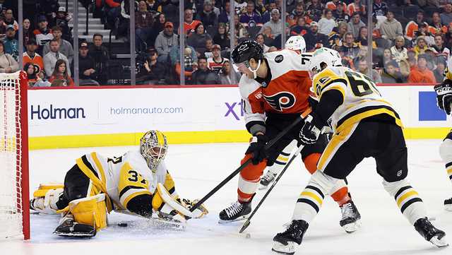 Konecny nets 200th career goal, Brink shines as Flyers edge Penguins in shootout