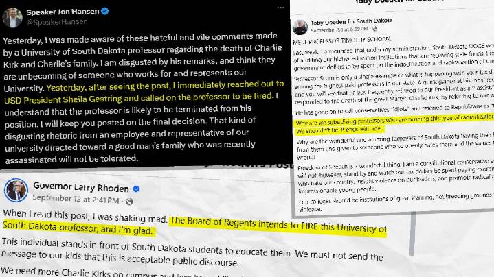 SD professor says politics is on a ‘dangerous path’ after Kirk controversy