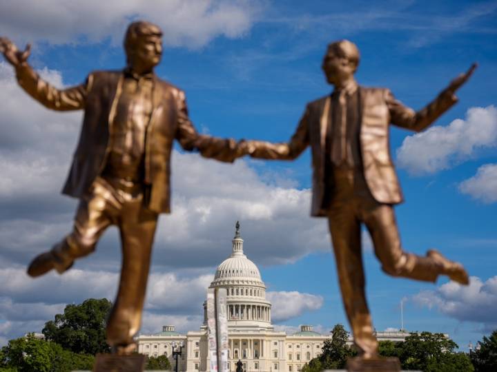 The Trump-Epstein statue is back on the National Mall, days after its abrupt removal