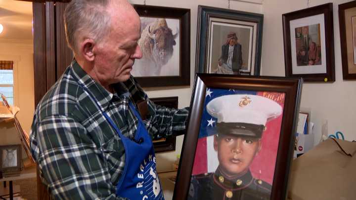 Utah artist J.R. Johansen finishes portrait of Marine killed in Afghanistan