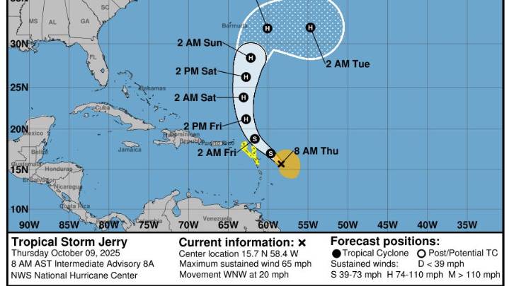 Tropical Storm Jerry expected to strengthen into hurricane