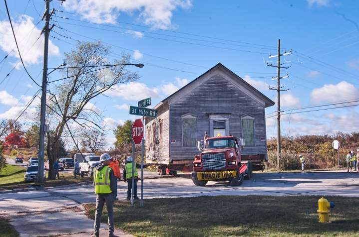 Historic Washington Twp. schoolhouse moves to new location