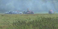 Multiple crews battle large brush fire Saturday afternoon