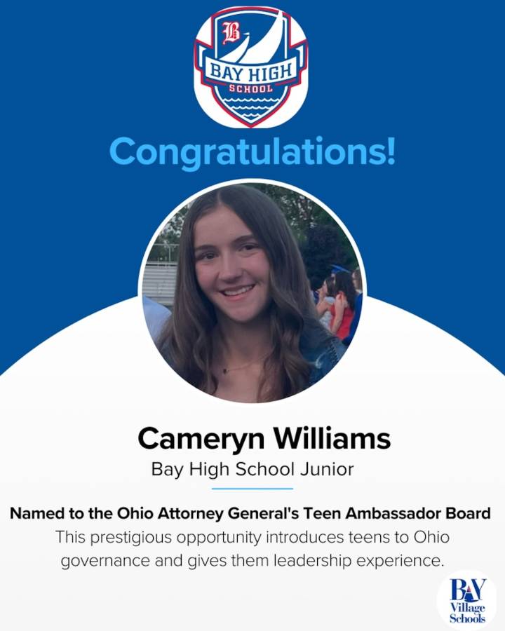 Bay High’s Cameryn Williams is honored to be a member of the Ohio Attorney General’s ‘Teen Ambassador Board’