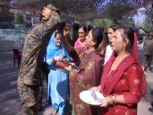 J-K: Womens apply 'Tilak' on Indian Army personnel on Bhai Dooj