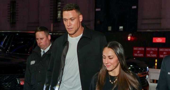 Aaron Judge & Wife Samantha Step Out for Rare Date Night at New York Knicks Game | Aaron Judge, Samantha Bracksieck 
